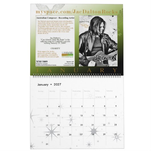 MYSPACEMUSICCALENDAR VAN 2009 MET BRITTANY WELLS KALENDER (Jan 2027)