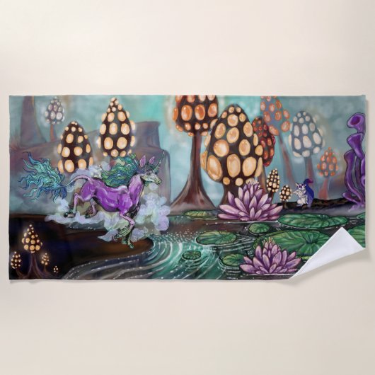 Mysten van de Glowshrooms Fantasy Landscape Strandlaken (Voorkant)