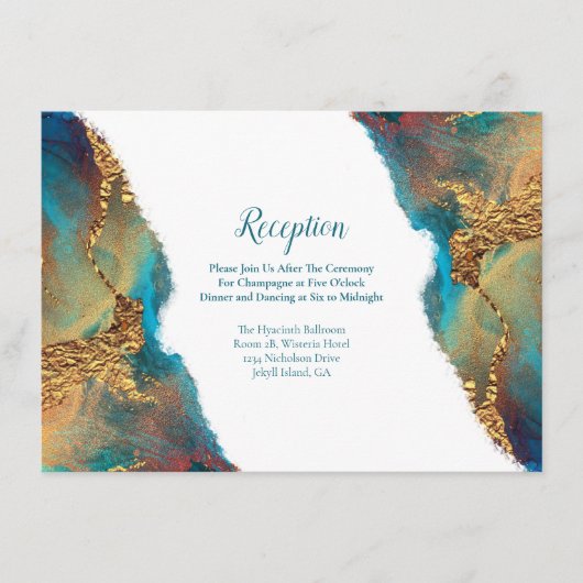 Mysterie Abstracte Blauwgroen koraalgoudopname Informatiekaartje (Voorkant)