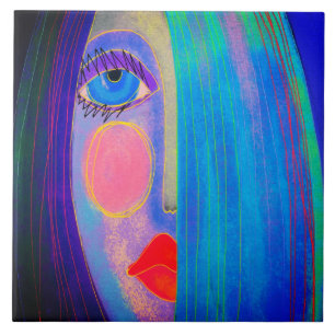 Mysterie Abstracte digitale schilderij van een vro Tegeltje