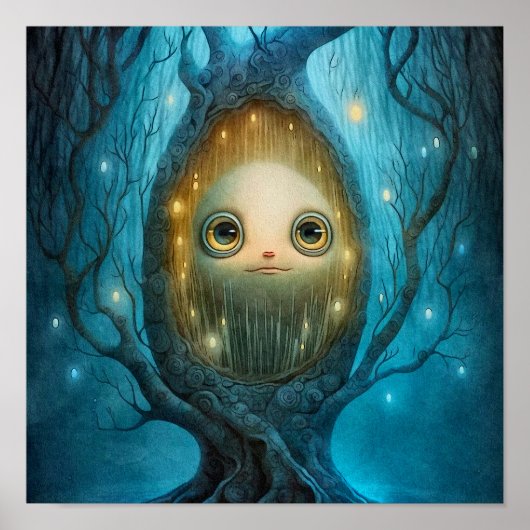 Mysterie bosboomgezichtsdruk | Afdruk bomen Poster (Voorkant)