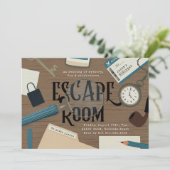 Mysterie Escape Room Blauwe Verjaardag Kaart (Staand voorkant)