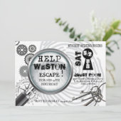 Mysterie Escape room Uitnodiging (Staand voorkant)