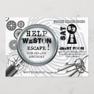 Mysterie Escape room Uitnodiging