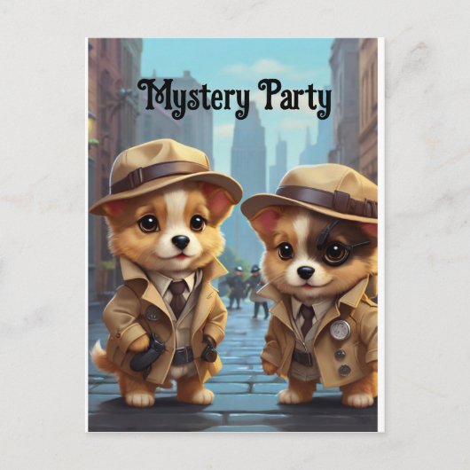 Mysterie Feest Honden Briefkaart (Voorkant)