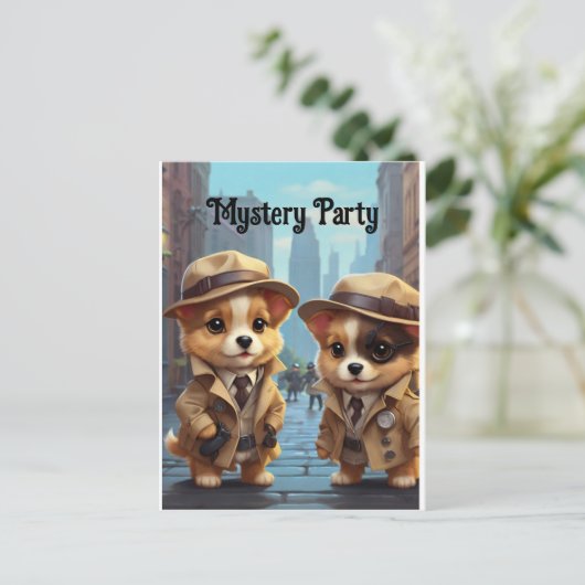 Mysterie Feest Pups Briefkaart (Staand voorkant)