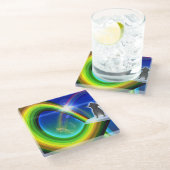 Mysterie Figuur bij de Interdimensionale Stargate Glazen Onderzetter (Schuin)