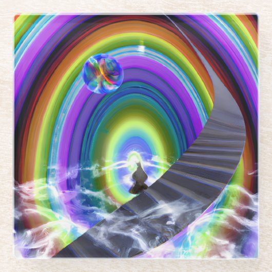 Mysterie Figuur bij de Interdimensionale Stargate Glazen Onderzetter (Voorkant)