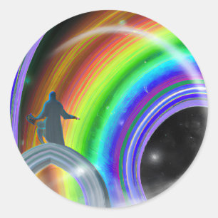 Mysterie Figuur bij de Interdimensionale Stargate Ronde Sticker