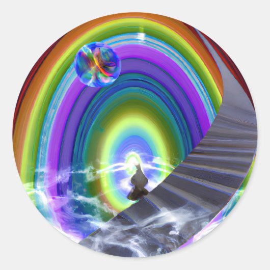 Mysterie Figuur bij de Interdimensionale Stargate Ronde Sticker (Voorkant)