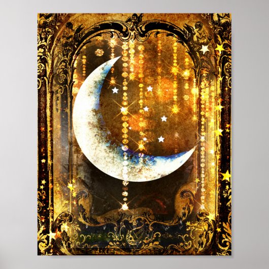 Mysterie  gouden moonkristallen poster (Voorkant)