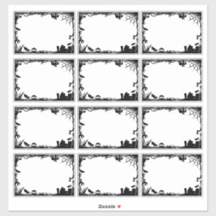Mysterie Halloween Zwart en Wit Stickers Frames
