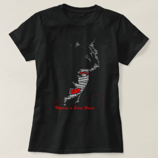 Mysterie in elke blik | Kat Typografie Kunst T-shirt