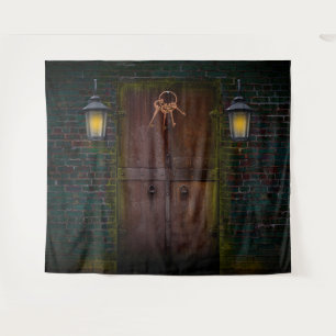 Mysterie Kamer Escape Deur Feest Achtergrond Wandkleed