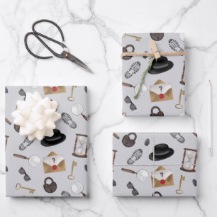 Mysterie Kids Geheime Agent Spion Detective Thema Inpakpapier Vel