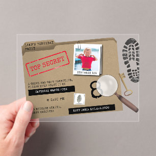 Mysterie Kids Geheime Agent Spy Detective Verjaard Acryl Uitnodigingen
