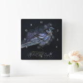 Mysterie Magische Raven Stardust and Light Fantasy Vierkante Klok (Huis)