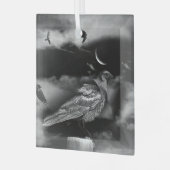 Mysterie-magische ravens en halve maan glas ornament (Voorkant links)