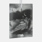 Mysterie-magische ravens en halve maan glas ornament (Voorkant Rechts)
