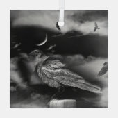 Mysterie-magische ravens en halve maan glas ornament (Achterkant)