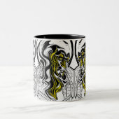 Mysterie man gezicht tweekleurige koffiemok (Center)