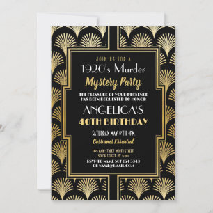 Mysterie moord feestelijke verjaardagsdiner 1920's kaart