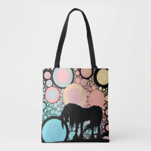 Mysterie (roze en blauwgroen cirkels) tote bag