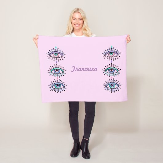Mysterie Spirituele ogen Roze Fleece Deken (In situ)