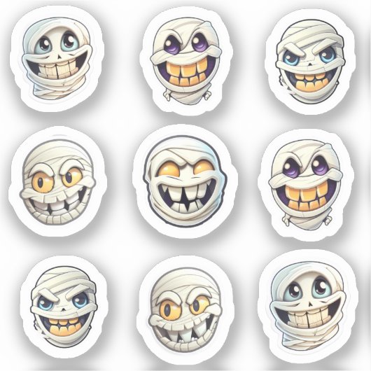 Mysterie van de mummies: Lachende Halloween Set Sticker (Voorkant)