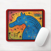 Mysterie van Muismat van blauwe paarden - 9,25 x 7 (Met muis)