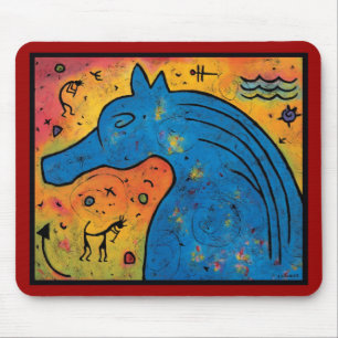 Mysterie van Muismat van blauwe paarden - 9,25 x 7