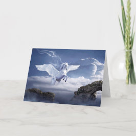Mysterie Wenskaart bij witte Pegasus-paarden Kaart