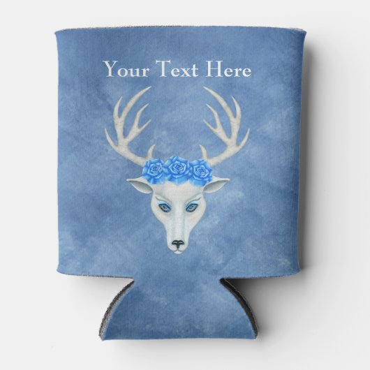 Mysterie White Deer Head Blue Eyes Rozen Antlers Blikjeskoeler (Voorkant)