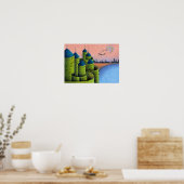 Mysteriek oud kasteel aan het meer. poster (Keuken)