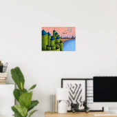 Mysteriek oud kasteel aan het meer. poster (Thuiskantoor)