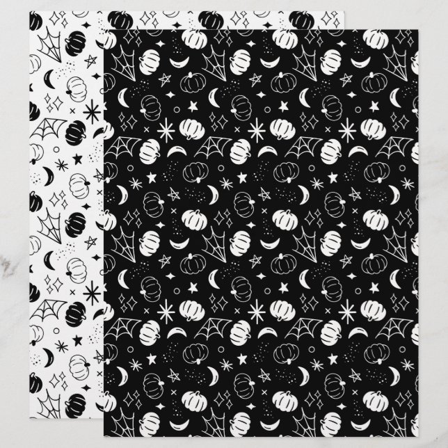 Mysteriek Pompoen Scrapbook Papier (Voorkant / Achterkant)