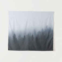 Mysteriel bos in de mist wandkleed