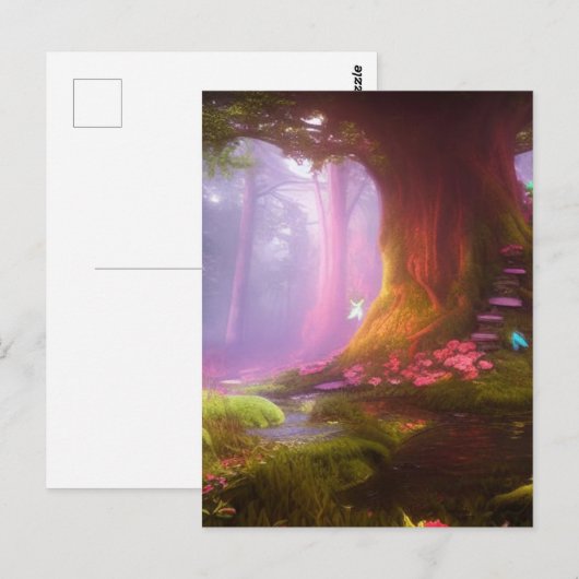 Mysteriel en magisch geheim stromend bos briefkaart (Voorkant / Achterkant)