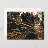 Mysteriel kasteel in de bossen en uil briefkaart (Voorkant / Achterkant)