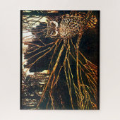 Mysteriel kasteel in de bossen en uil legpuzzel (Verticaal)