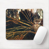 Mysteriel kasteel in de bossen en uil muismat (Met muis)