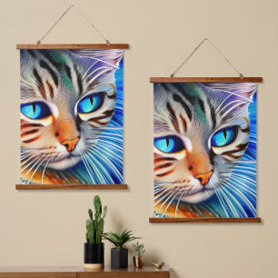 Mysteriel kat Blue Ocean Wave Surrealisme Hangend Wandkleed