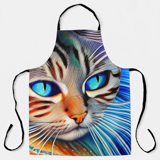 Mysteriel kat Blue Ocean Wave Surrealisme Schort (Voorkant)
