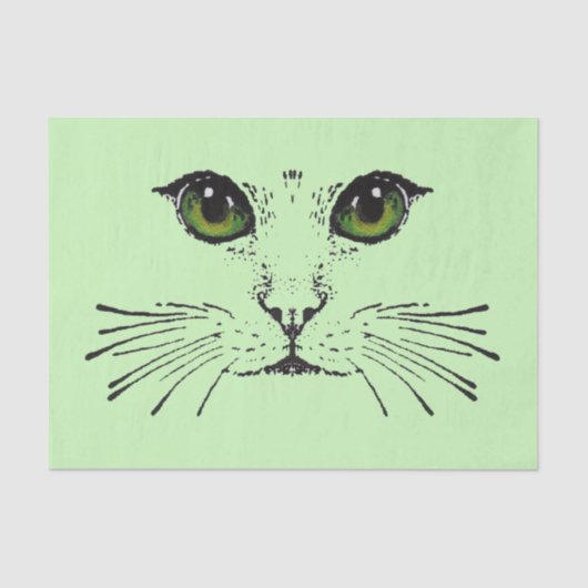 Mysteriel kattegezicht groene ogen lange whiskers tissuepapier (Voorkant)