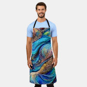 Mysteriele blauwe golven zwemmen verborgen oog Abs Schort (Gedragen)