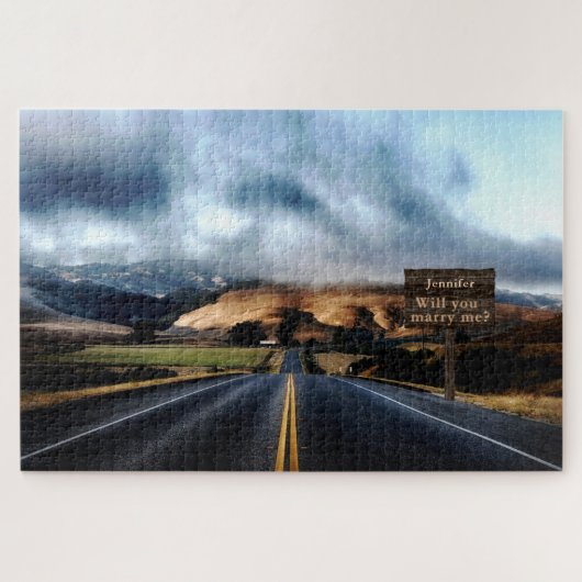 Mysteriele Natuur Scene Road Sign Marry Me Puzzle Legpuzzel (Horizontaal)