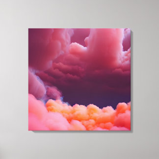 Mysteriele roze en oranje wolken canvas afdruk