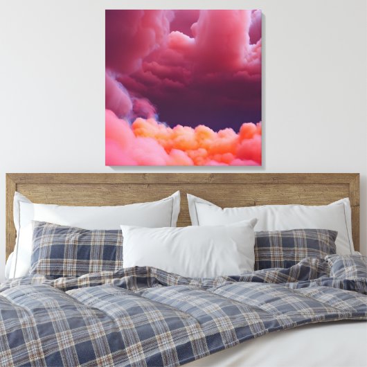 Mysteriele roze en oranje wolken canvas afdruk (Insitu (Slaapkamer))