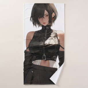 Mysterieus anime meisje leer badhanddoek