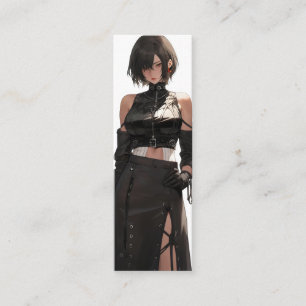 Mysterieus anime meisje leer mini visitekaartje